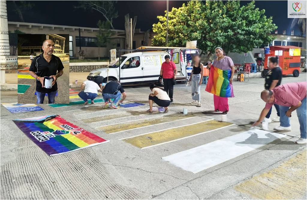 Acompaa delegacin CEDHV en pinta de paso peatonal